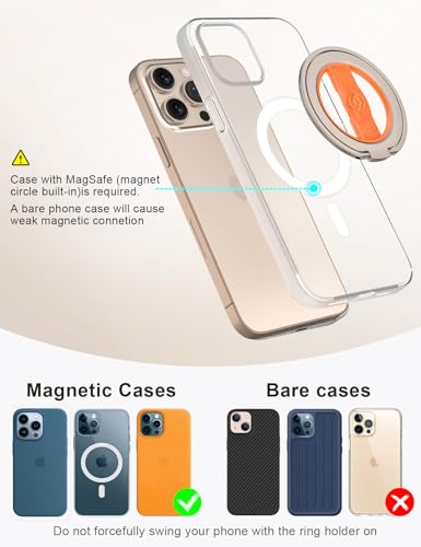 EWA MagOne 3rd Gen [Compatible with MagSafe] Phone Grip Stand with Finger Strap, Removable Magnetic Ring Holder Kickstand Loop for iPhone 17,16,15,14,13,12 Series-(Gold-Orange) - color: Gold-Orange