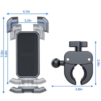 Bicycle Phone Holder - Universal Motorcycle Handlebar Mount, Adjustable for iPhone Samsung & Smartphones, Easy Installation for Road Mountain Bikes, Electric Scooter & Stroller