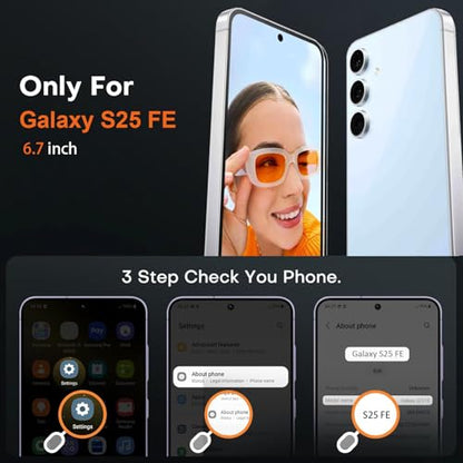 Vinve for Samsung Galaxy S25 FE Case with HD Screen Protector, Military-Grade Shockproof & Dual-Layer Protection, Anti-Slip Grip Design Phone Case, Black - color: Black