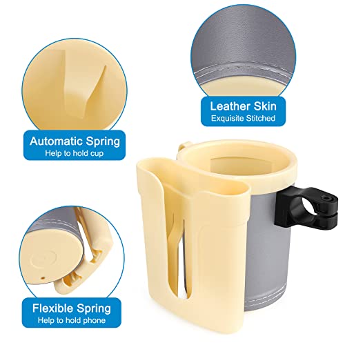 Accmor 3-in-1 Bike Cup Holder with Cell Phone Keys Holder, Bike Water Bottle Holders, Universal Bar Drink Cup Can Holder for Bicycles, Motorcycles, Scooters, Yellow Grey - color: Gream Yellow Grey