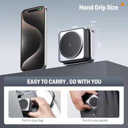 Wireless Charging Station 3 in 1 for Apple Devices, Foldable Magnetic MagSafe Charger Stand, Portable Fast Travel Charger for iPhone Duo/18 Pro Max/17 Air/16/15/14/13/12/11/Apple Watch Series/Airpods