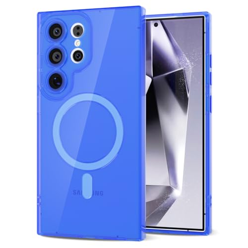 Svanove for Samsung Galaxy S24 Ultra Clear Compatible with Magsafe Silicone, Bright Transparent Thin Magnetic Mag Safe Case Cute, Girly Slim Hard Camera Cover Protection, Fluorescent Neon Blue - color: Neon Blue, size: S24 Ultra