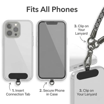 Phone Lanyard Wrist Strap Soft Rope Phone Strap Wrist Lanyard Heavy Duty - color: Black/White