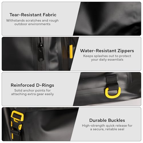 30L Waterproof Dry Bag Backpack, Dry bags waterproof for Men Women, Outdoor Lovers for Kayaking, Boating, Hiking, Camping, Rafting, Fishing & Travel Adventures - color: Black