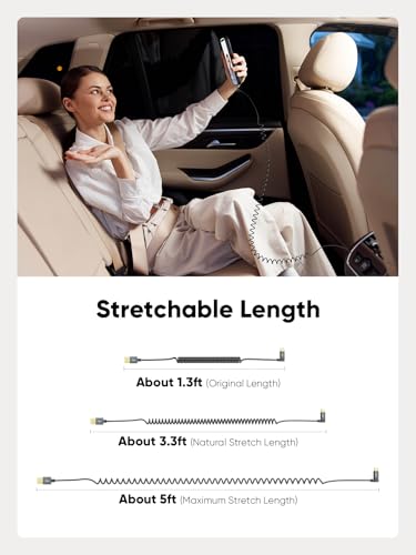 CableCreation Coiled USB A to C 60W Fast Charging Cable Max 5FT for CarPlay - style: Angle A to C