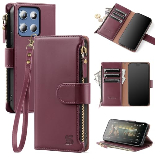 Shieldtop Compatible with Motorola Moto G Stylus 5G 2026/2025 Wallet Case with Card Holder,Women Men RFID Blocking PU Leather Flip Case Protective Cover Wrist Strap Credit Card Slots,Wine Red - color: Wine Red, size: Moto G Stylus 5G 2026 / 2025 - 6.7"