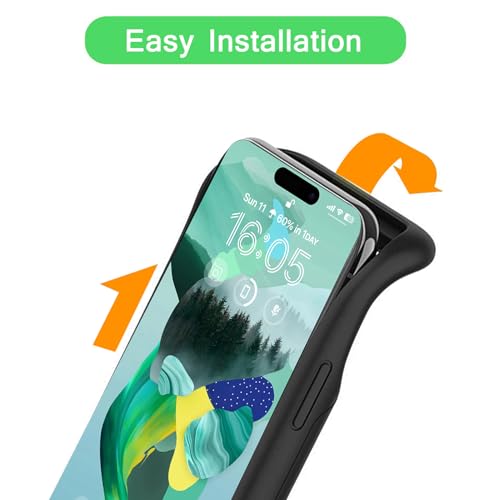 Wireless Charging Case for iPhone 16 Plus, 12000mAh High Capacity Portable Rechargeable Battery Case Qi Wireless Charging Compatible with iPhone 16 Plus (6.7 inch) Extended Battery Charger Case-Black - size: iPhone 16 Plus (6.7 inch)