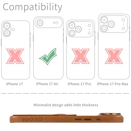 Dockem Genuine Leather Card Case for iPhone 17 Air with Camera Control Button and Stitched-on Wallet with 2 Holder Slots (Light Brown, M2GL) - color: Light Brown, size: 17 Air