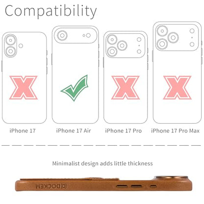Dockem Genuine Leather Card Case for iPhone 17 Air with Camera Control Button and Stitched-on Wallet with 2 Holder Slots (Light Brown, M2GL) - color: Light Brown, size: 17 Air
