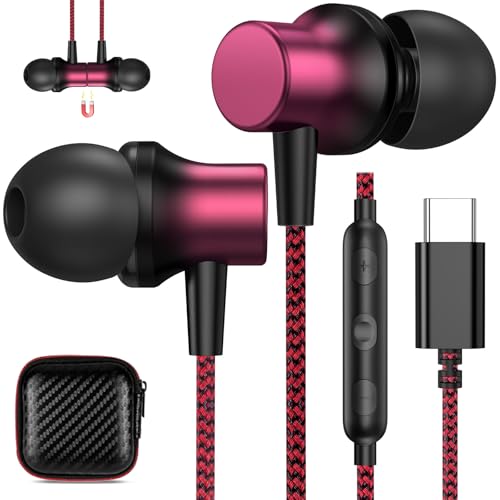 COOYA USB C Headphones Wired Earbuds for iPhone 18 Pro Max 17 16, BlackRed - color: BlackRed