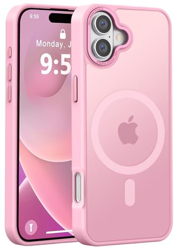 Newfuture Magnetic for iPhone 16 Case Matte Shockproof, Chalk Pink | Military Drop Protection, Slim Matte Anti-Fingerprint, Compatible with Magsafe, Camera Guard, Translucent Protective Cover - color: Chalk Pink, size: iPhone 16 6.1 inch