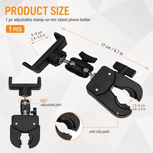 Phone Holder for Mic Stand, Music & Recording Mount