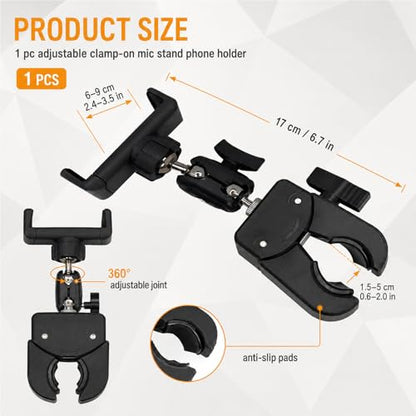 Phone Holder for Mic Stand, Music & Recording Mount