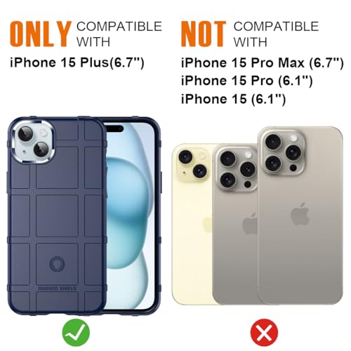 Rugged Shield 8ft Drop Proof TPU Thick Armor Tactical Protective Case Compatible with iPhone 15 Plus (6.7 inches) - Navy Blue - color: Navy Blue, size: iPhone 15 Plus