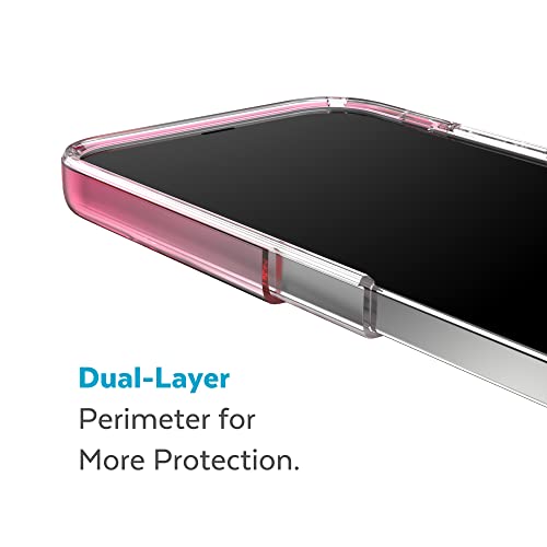 Speck Clear iPhone 14 Pro Max Case - Drop Protection, Scratch Resistant Dual Layer Slim Phone Case for 6.7 Inch iPhones - Anti-Yellowing & Anti-Fade Case - Ombre Digital Pink Fade/Clear GemShell - color: Digital Pink Fade