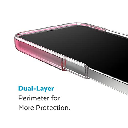 Speck Clear iPhone 14 Pro Max Case - Drop Protection, Scratch Resistant Dual Layer Slim Phone Case for 6.7 Inch iPhones - Anti-Yellowing & Anti-Fade Case - Ombre Digital Pink Fade/Clear GemShell - color: Digital Pink Fade