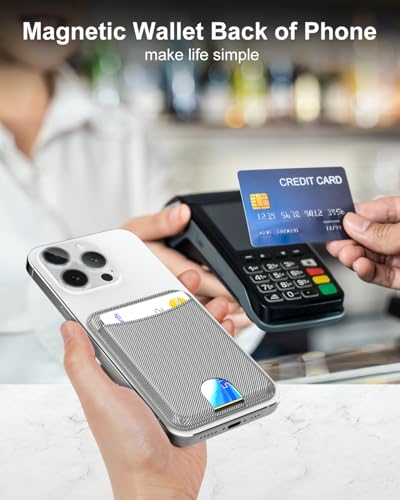 Miroddi for MagSafe Wallet, 4 Cards Holder, Stronger Magnetic Phone Wallet - color: Grey