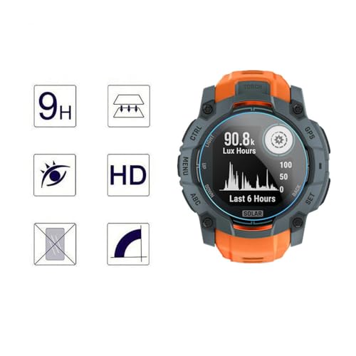 Screen Protector Compatible for Garmin Instinct 3 50mm AMOLED/Solar Smartwatch, 9H Tempered Glass Protective Film (3 PCS) | 9H Tempered Glass Protective Film (3 PCS)