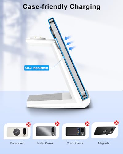 NANAMI 3 in 1 Wireless Charging Station Charger Dock for Google Devices - color: White
