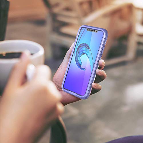 SURITCH Case for iPhone Xs Max,[Built-in Screen Protector] Hybrid Full-Body Protection Dual Layer Soft Silicone Shockproof Bumper Lavender Protective Cover for iPhone Xs max 6.5"(Purple Marble)