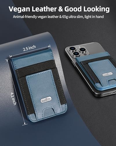 For Magsafe Wallet Stand, Holder 10 Cards, Strongest Magnetic Phone Wallet | Leather Magnetic Card Holder Wallet for iPhone 17/16/15/14/13/12 Series, ID Window, 4 Card Slots, RFID Blocking, Blue - color: Blue