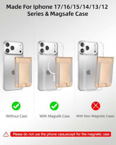 for MagSafe Wallet with Money Clip, ID Window & 8 Card Holder | Stronger Magnetic Wallet for iPhone 17/16/15/14/13/12 Series, RFID Blocking, for iPhone Wallet with Adjustable Stand - color: Gold