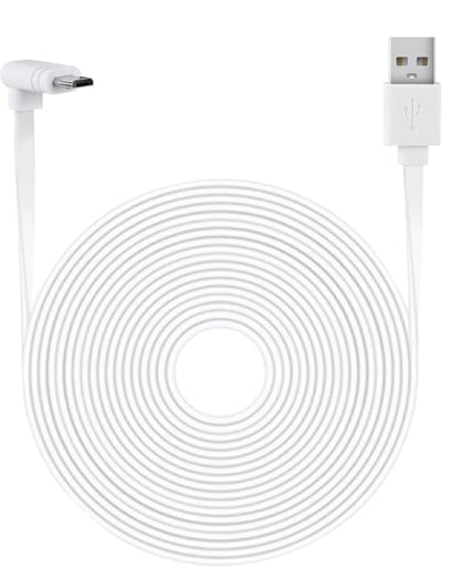 MOBI USB-A to USB-C Charging Cable, 25ft, White, Right-Angle Connector, Heavy-Duty, for Smartphones, Tablets, and Cameras with 10pc Cable Management Clips