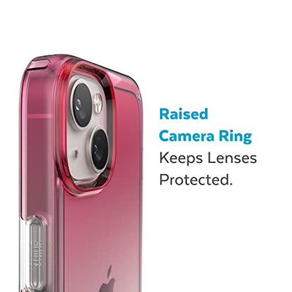 Speck Clear iPhone 14 Plus Case - Drop Protection, Scratch Resistant Dual Layer Slim Phone Case for 6.7" iPhones 14 Plus - Anti-Yellowing & Anti-Fade Case - Ombre Digital Pink Fade/Clear GemShell - color: Digital Pink Fade/Clear