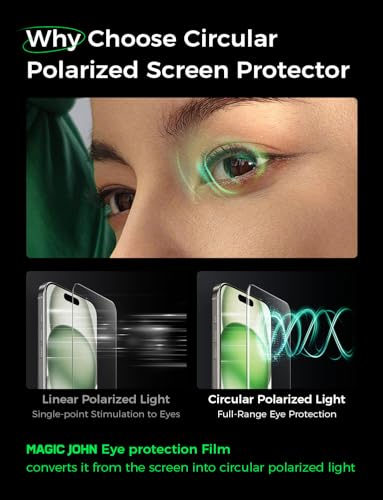 MAGIC JOHN 2 Pack for iPhone 15/iPhone 16 Screen Protector Eye Protection - size: iPhone 16/iPhone 15