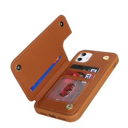 iCoverCase Compatible with iPhone 11 Case with Card Holder, Wallet Phone Case for Women Men RFID Blocking PU Leather Protective Case 6.1 Inch (Light Brown) - color: Light Brown