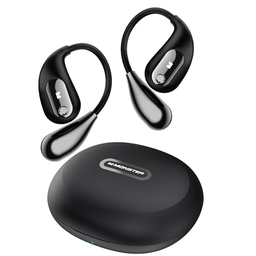 Monster Open Ear AC210 Headphones, Bluetooth 5.4 Earphones Stereo Sound, Wireless Headphones 30 Hours Playback, Type-C Charging, IPX5 Waterproof Open Ear Earbuds,Black