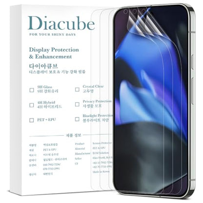 3-Pack for Google Pixel 9 Flexible TPU-EPU Screen Protector [Not Glass] [0.1S Fingerprint Unlock] [Real-Time Self-Healing] HD Clear, Unbreakable, Bubble Free Easy Installation with Alignment Jig - size: Google Pixel 9