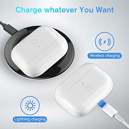 Compatible for AirPods Pro 2nd & 1st Generation Charging Case Replacement, Compatible for Wireless AirPods Pro 2 1 Charger Case with Bluetooth Pairing Sync Button, Built-in Large Battery - color: white