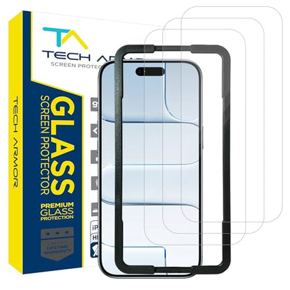 Tech Armor Screen Protector for iPhone 17 Air, Ballistic Glass, 3-Pack | 9H Tempered hardness, Scratch-resistant, Oleophobic coating, Case-friendly fit, Bubble-free install, Crystal-clear display