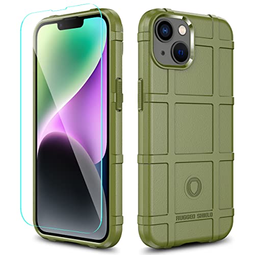 Rugged Shield 8ft Drop Proof TPU Thick Armor Tactical Protective Case Compatible with iPhone 14 (6.1 inches) - Army Green - color: Army Green, size: iPhone 14