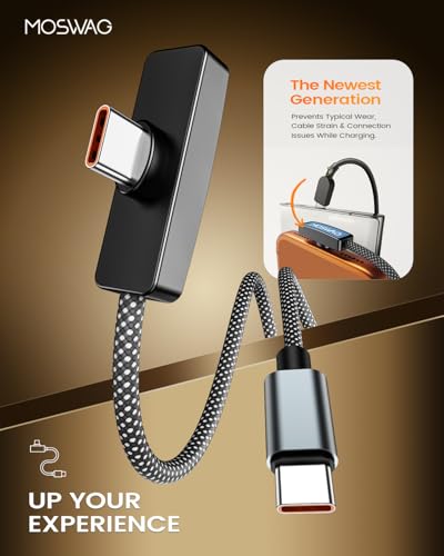 MOSWAG 90 Degree USB C to C Cable 60W 2Pack 6.6ft Fast Charging Right Angle - size: 6.6FT+6.6FT