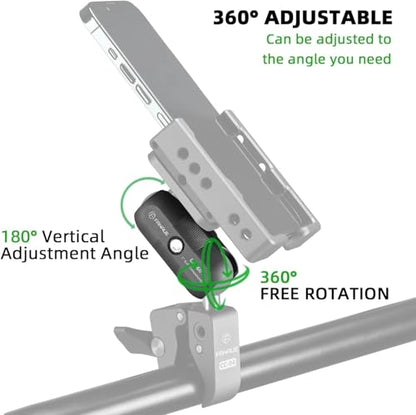 FANAUE Aluminum Bike Phone Holder with 1" Ball for Smartphones with a Width of 2.3" to 3.7", Compatible with RAM Mounts B Size Double Socket Arm & Motorcycle Phone Mount [150mph Wind Anti-Shake]