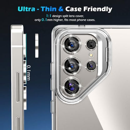 imluckies for Samsung Galaxy S25 Ultra Camera Lens Protector Bling, AR+AF Tempered Glass, 9H Anti-Scratch Metal Individual Lens Cover, HD Clear Camera Accessories - Glitter Titanium Gray - color: Bling Titanium Gray