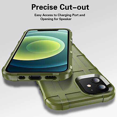 Rugged Shield TPU Thick Solid Armor Tactical Protective Case Compatible with iPhone 12 Mini (5.4 inches) - Army Green - color: Army Green, size: iPhone 12 mini