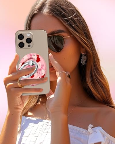 Lotadilo Magnetic Phone Ring Holder, Cute Phone Grip Stand, PK Cherry - color: PK Cherry