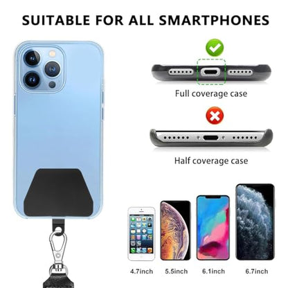 SHANSHUI Phone Lanyard, Cell Phone Tether Pads Compatible with iPhone & All Smartphones in Full Cover Cases - color: Black Adjustable, size: 23inch