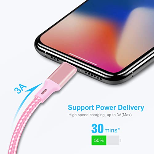 cugunu USB C to Lightning Cable, 5 Pack PD Fast iPhone Charger Cord (Pink) - color: Pink, style: USB-C to L