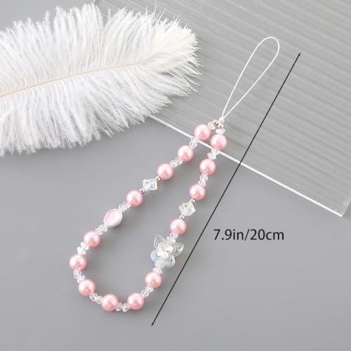 Beaded Phone Charm Lanyard Strap Girly Style Fixed Beads Pearl Lanyards - color: PH-yzhd-3