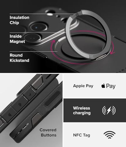 Ringke for iPhone 17 Pro Max Case [Alles Pro Gunmetal] | Compatible with MagSafe, 360° Rotating Kickstand, Camera Control Capture Button Protection, Powerful Magnet - color: Gunmetal, size: iPhone 17 Pro Max