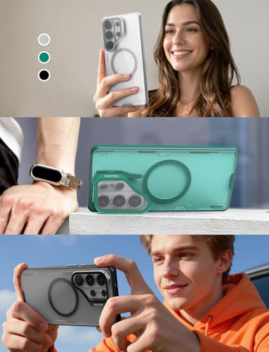 Nillkin Magnetic Case for Samsung Galaxy S26 Ultra, [2-in-1 Lens Cover & Hidden Kickstand] [MagSafe Compatible & Anti-Yellowing] Shockproof S26 Ultra Translucent Slim Case for Men Women, Clear Gray - color: Clear Gray