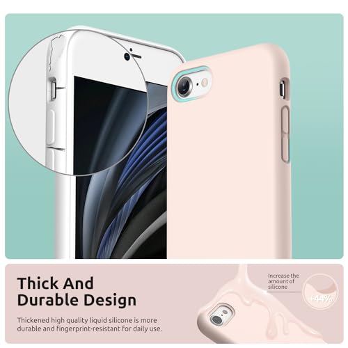 SURPHY Designed for iPhone SE Case, iPhone 8 Case, iPhone 7 Case, Liquid Silicone Phone Case for iPhone se 3rd 2nd SE 2022 SE 2020, Light Pink - color: Light Pink