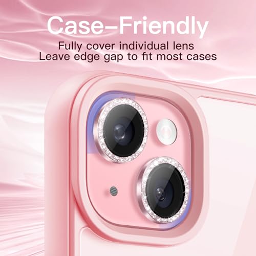 JETech Camera Lens Protector for iPhone 15/15 Plus, Pink, 1 Set - color: Pink