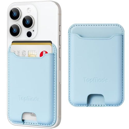 Phone Card Holder, Premium Leather Phone Wallet Stick on, Fit 4 Cards - color: Sky Blue