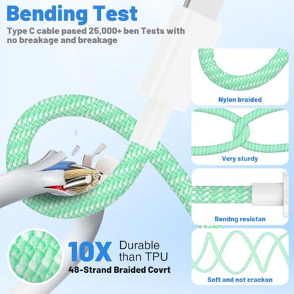 20W Lightning Cable to USB C, [Apple MFi Certified] Braided Fast Cable - color: Green, size: 20W-6FT+10FT