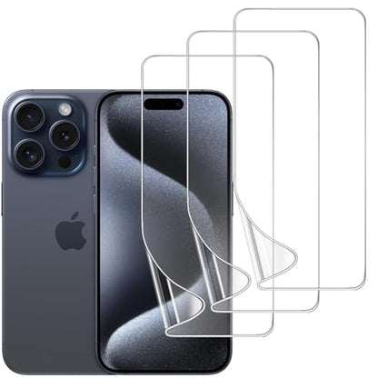 3 Pack TPU Screen Protector for iPhone 15 Pro, Self-Healing HD Clear Soft Flexible Hydrogel Film Compatible with iPhone 15 Pro 6.1" - Scratch-Resistant, Bubble Free, Easy Installation - size: iPhone 15 Pro